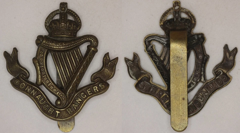 United Kingdom CONNAUGHT RANGERS IRISH REGIMENT  BRASS CAP BADGE - Image 1 of 1