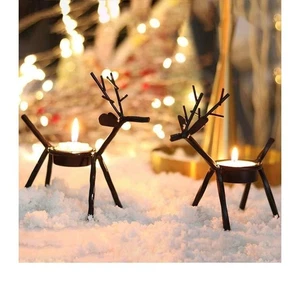 Rentier Teelicht Kerzenhalter Weihnachten Urlaub Deko Metall schwarz - Bild 1 von 4
