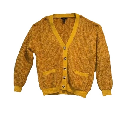 Cárdigan suéter de gran tamaño mostaza Forever 21 abotonado con bolsillos S M L SIN USAR Foto 1 de 4