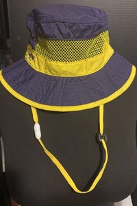 Panama Jack Purple/Yellow Drawstring Adjust Mesh 54CM Nylon Bucket Hat Cap RARE - Picture 1 of 8