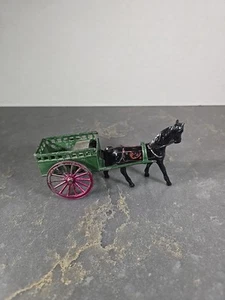 Vintage Metallguss schwarzes Pferd & Rollwagen Made in France - Bild 1 von 9