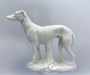 Estatuilla de perro galgo Whippet macho bisque de porcelana blanca DEP Alemania 10155 - Imagen 1 de 21