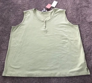 Blast Ladies Plus 2X Top Tank Style W/Buttons Down Front. Green.NWT. BL 282 - Picture 1 of 3