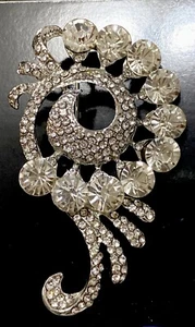 Klare Strass Brosche Silberfarben Anstecknadel Schmuck Glitzer Kostüm Sonntag Hochzeit - Bild 1 von 7