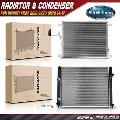 Kit de refrigeración de radiador y condensador de CA para Infiniti FX37 2013 QX50 QX70 2014-2017 Foto 1 de 4