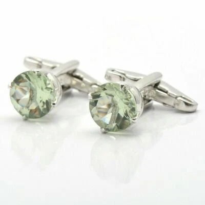 Piedra preciosa de amatista verde natural con gemelos de plata de ley 925 para hombre #45 Foto 1 de 3