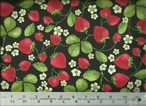Timeless Treasures ~ Realistic Strawberries C7346 ~ 100% Cotton Quilt Fabric BTY - Picture 1 of 1