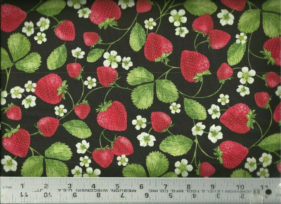 Timeless Treasures ~ Realistic Strawberries C7346 ~ 100% Cotton Quilt Fabric BTY - Image 1 of 1