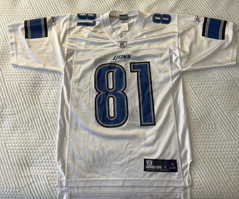 Reebok Mens White Detroit Lions Calvin Johnson 81 NFL Football Jersey Size Small Cover
