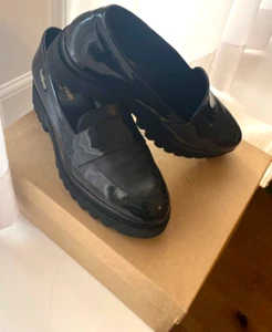 Women's Russell&Bromley Limbo Black Patent Nappa Leather Loafer Size 38/UK 5 - Picture 1 of 10