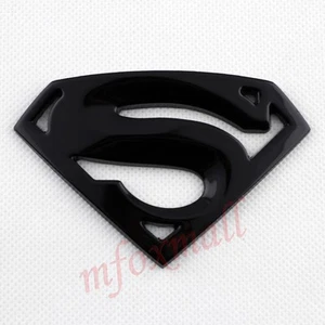 Car Parts Black Style 3D Superman Supergirl Emblem Logo Badge Decal Sticker Trim - Picture 1 of 8