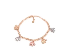 Damen 14K Rotgold gefüllt ausgefallen dreifarbig Goodluck Eleplant Fußkette 9,5-11 Zoll - Bild 1 von 1