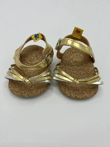 Build A Bear Workshop BABW Vintage Gold Silver Heeled Sandals Vintage Shoes - Picture 1 of 8