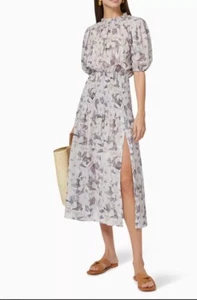 BEC & BRIDGE Dress Size 12 Gardenia Midi Cotton Puff Sleeves Summer Romantic - Picture 1 of 18