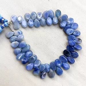 Piedras preciosas de zafiro azul natural 10x7 mm cuentas lisas en forma de pera hilo de 7,5" - Imagen 1 de 9