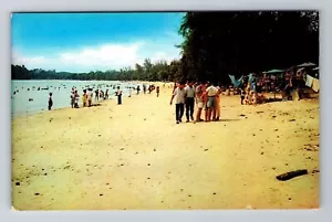 Port Dickson Beach-Malesia vista generale della spiaggia, cartolina ricordo d'epoca - Foto 1 di 2