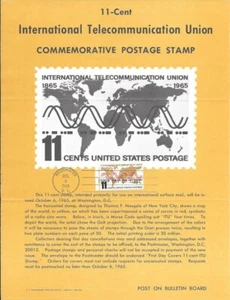 #1274 11c ITU 100 Jahre Briefmarkenposter - Inoffizielle Souvenirseite gefaltet HC - Bild 1 von 1