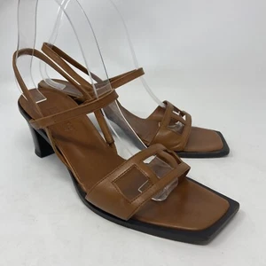 Hirofu Brown leather heeled Sandals, Women’s size 24.5/ US 7 - Picture 1 of 11
