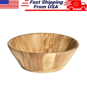 Lightweight Acacia Wood Large Angled Salad & Fruit Bowl Natural Finish Kitchen - Picture 1 of 9