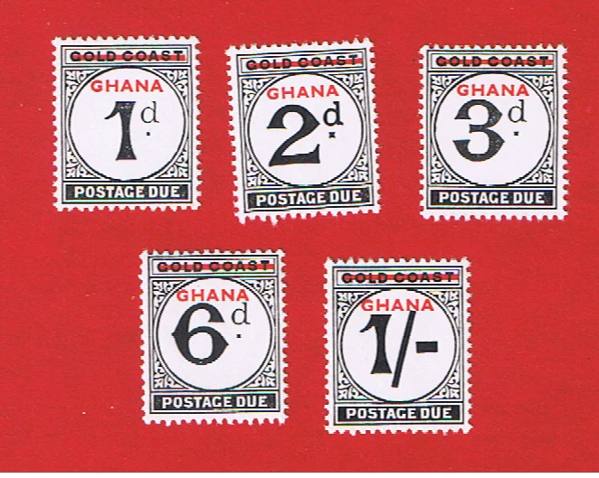 Ghana #J1-J5  MNH OG   Overprinted Postage Due  Free S/H - Image 1 of 1