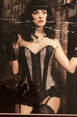 Leg Avenue Black /Cream Corset Bustier Womens Large L Hook Lace Up Satin - Image 1 of 4