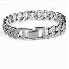 Ice Out 12MM Miami Cuban Link SILVER Bracelet 14k Gold Plated Bling 7' Length