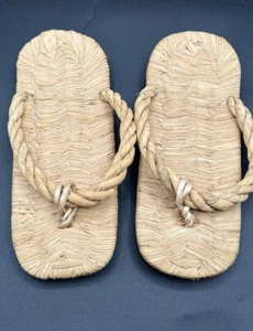 Sandalias Geta japonesas vintage suelas de paja geisha talla 9 pulgadas *NO talla 9* - Imagen 1 de 5