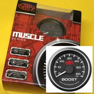 SAAS Muscle SG-TBD52B2 Turbo boost gauge Diesel 0-60 PSi 52mm 2" Black 52mm 2" - Picture 1 of 5
