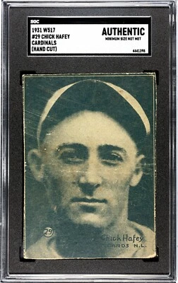 1931 W517 CHICK HAFEY St. Louis Cardinals HOF #29 Hand Cut SGC AUTHENTIC - Image 1 of 2
