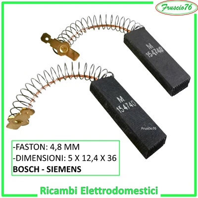 Spazzole Carboncini Bosch Siemens per Motore Lavatrice 154740 Compatibili 5x12,4