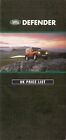 Land Rover Defender Prices & Optional Extras 1991-92 UK Market Foldout Brochure