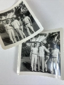 Vintage Photo Set Of 2 Men With Beer Cans 4 Friends 3.5” BW - Picture 1 of 6