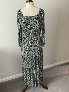 M&S Ladies pretty Animal Print Beachwear Bardot Style Maxi Dress. Size 12R BNWT - Picture 1 of 6