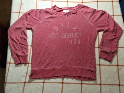 Lucky Brand Cold Shoulder Destroyed / Distressed Sweatshirt Womens Red Size: XS - Image 1 of 4