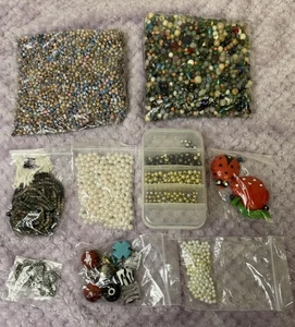 Gemischtes Perlen Set Glas Stein Perle Metall Charms Schmuckherstellung Bastelbedarf - Bild 1 von 10