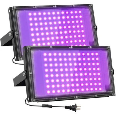 4 Pieces 100W LED Blacklight UV Black Lights for Glow Party IP65 Waterproof - Image 1 of 4