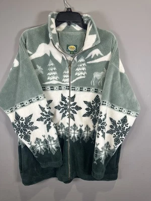 Vintage 90s Cabela’s Snowflake Fleece Women's L Zip Up Outdoor Sherpa Jacket - Image 1 of 4