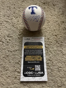 WYATT LANGFORD SIGNED TEXAS RANGERS RAWLINGS MLB STITCHED BASEBALL JSA COA - Picture 1 of 5