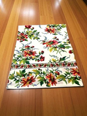 April Cornell table runner Pink Red Daisy EUC 86”x17” - Image 1 of 4