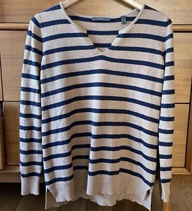 Esprit V-Neck Knitted Sweater Brown & Beige Size Medium Vintage Y2K - Picture 1 of 15