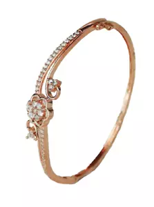 1.03ct Natural Round Diamond 14k Solid Rose Gold Wedding Anniversary Bracelet - Picture 1 of 5