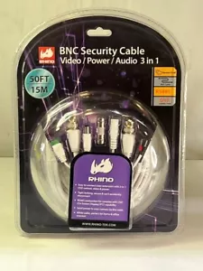 Cable de seguridad Rhino Tek BNC de 50 pies, 3 en 1: video/alimentación/audio - RHC-031-050 - Imagen 1 de 6