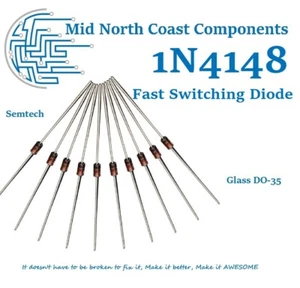 1N4148 IN4148 SEMTECH Fast Switching Signal Diodes 100V Glass DO-35 Axial  - Picture 1 of 3