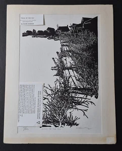 Grabado en madera firmado por Frank Eckmair de colección edición "WALK BY THE SEA" # 161/250 - Imagen 1 de 9