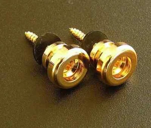 Gold Guitar Strap Buttons with Washers & Screws - Picture 1 of 1