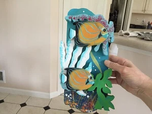 Dan Pompeo 2015 painted wood art sculpture tropical fish in sea handmade nice - Picture 1 of 8