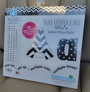 Barker Creek 4" Letter Pop-Outs Black Chevron Dots - Picture 1 of 7