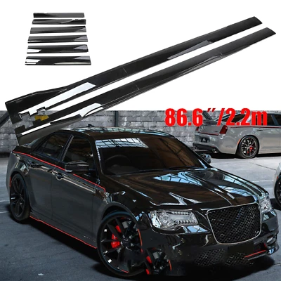 Glossy Black 2.2m/86.6inch Side Skirt Extensions Rocker Lip For Chrysler 300 C Foto 1 de 4