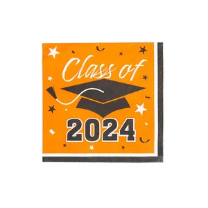 Class of 2024 Graduation Party Paper Luncheon Napkins, Orange Bulk 50 Piece - Picture 1 of 1