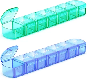 Paquete de 2 organizadores de píldoras extra grandes, caja de píldoras XL 7 días, estuche de píldoras semanal con grande - Imagen 1 de 12